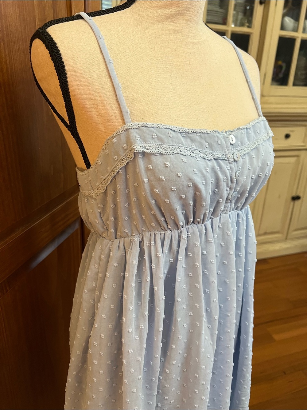 Lulu's Light Blue Swiss Dot Mini Dress - Picture 3 of 7
